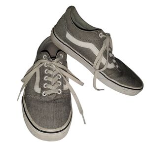 Vans Gray and White Canvas Loafers
